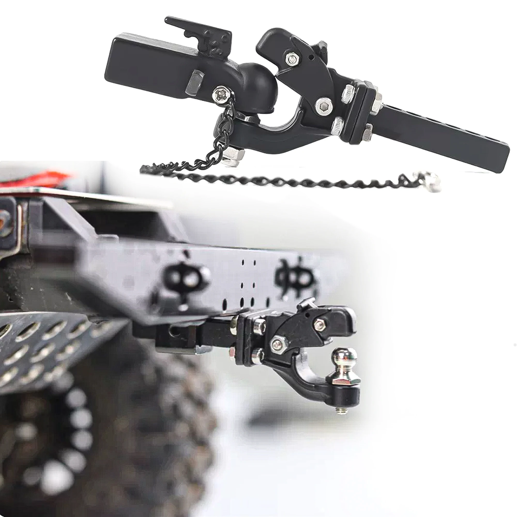 Metal Trailer Head Rescue Tow Hook M3 Hitch Mount for 1/10 RC Crawler TRX4 TRX6 SCX10 90046 D90 Redcat GEN 8 Scout II CC01 TF2