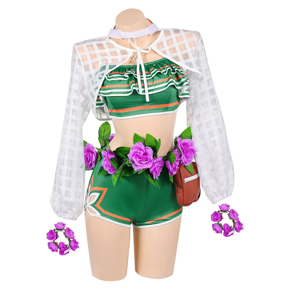 Doreen Green Cosplay Women Beach Style Swimsuit Full Set Costume Roleplay Game Rivals Disguise for Halloween Carnival Party Suit