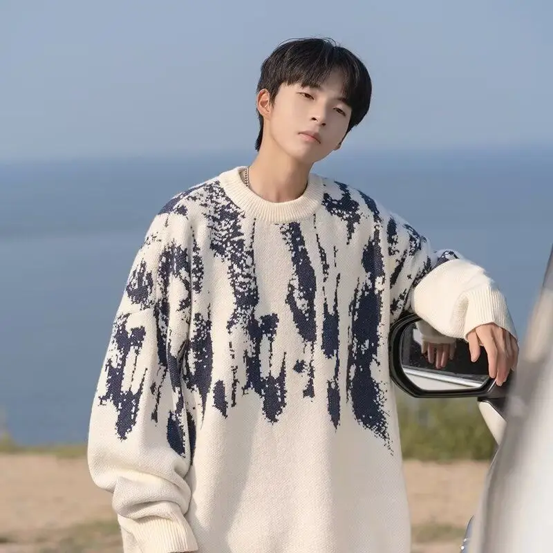 

Вязаные свитера Tie Dye для мужчин, дешевая уличная одежда, оригинальный топ в стиле Харадзюку, корейский трикотаж, популярная одежда, пуловер в стиле хиппи Y2k, мужской