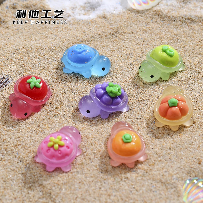 10pc Harz Handwerk Leuchtende Schildkröte Miniaturen Leuchtende Garten Aquarium Ornamente HomeDecor Mini Leuchtende Obst Schildkröte Landschaftsbau