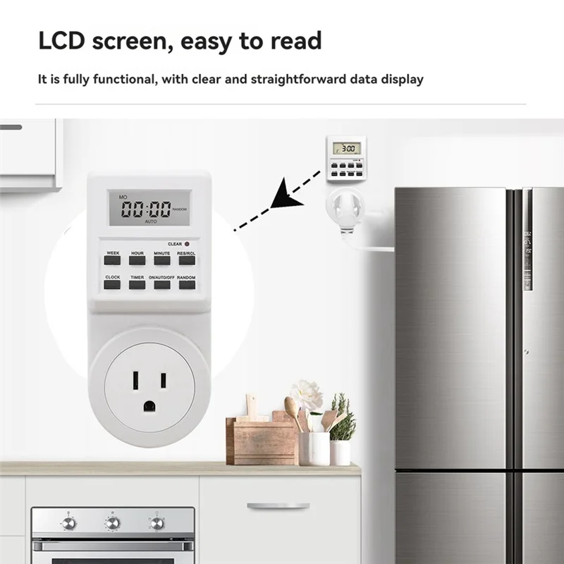 BOFO Kitchen Timer Outlet US Switch Socket 120V- 60Hz 24 Hour Programmable Timing Socket US Plug