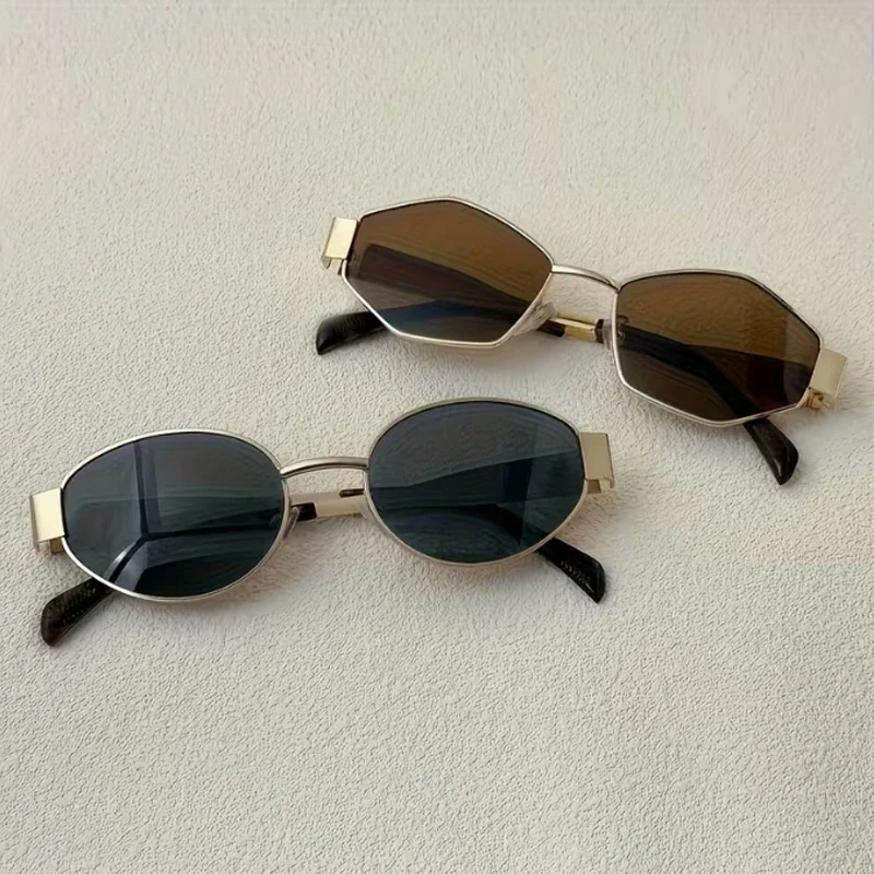 2-teiliges Sommer-Trend-Brillen-Set mit Rauten-Oval-Rahmen, Modische Brillen Geeignet für den Täglichen Arbeitsweg und Straßenfotografie-Zubehör – Detail 3