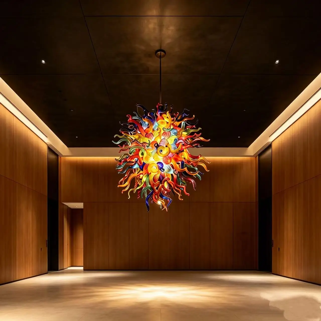 Colorful Hand Blown Glass Chandelier Colored LED Pendant Light for New House Art Decor