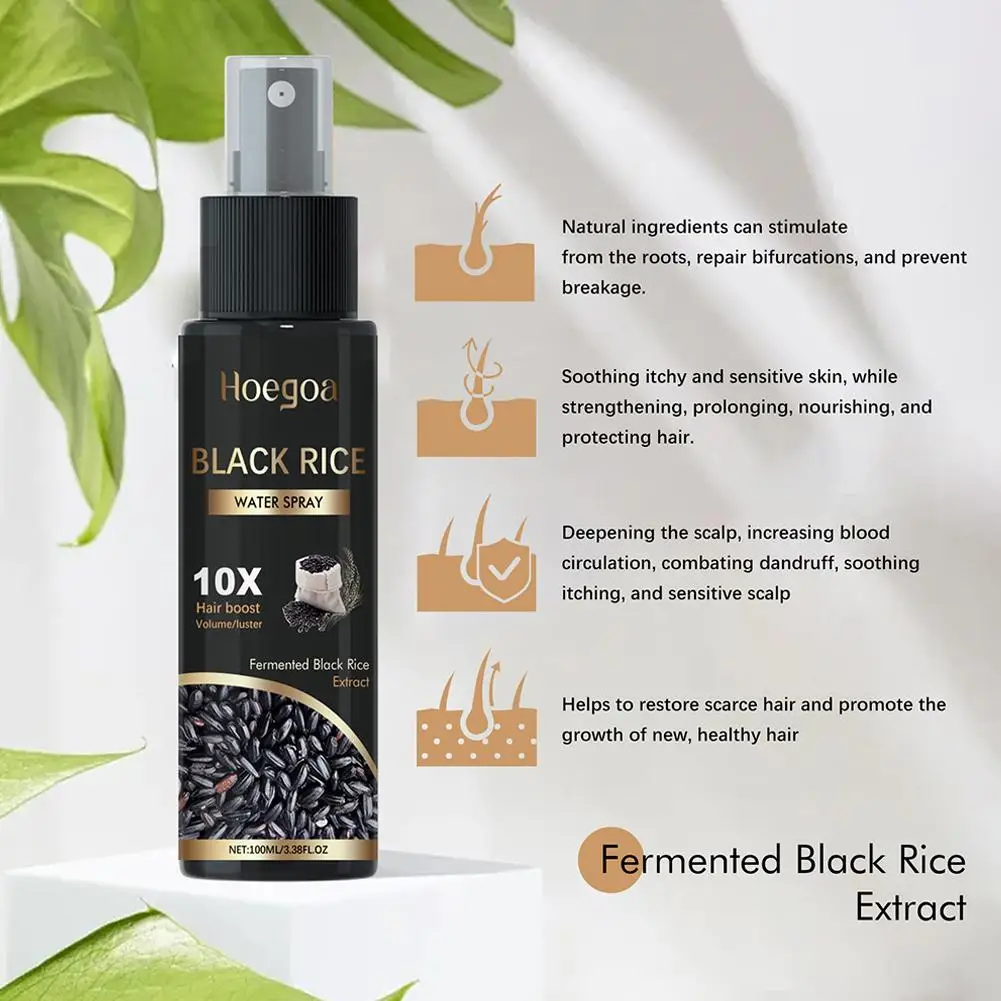 Suero para tratamiento del cabello con agua de arroz negro, cubierta de cabello blanco a negro, Spray de reparación de Color Natural, anticaída, restauración del cabello, cuidado del cabello