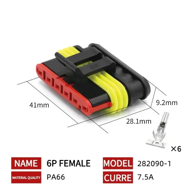 NONE 20/50/100Sets 1,5 Serie AMP Automobilanschlüsse 1/2/3/4/5/6 Pin Super Seal Wasserdichter elektrischer Kabelstecker PA66 Nylon 5