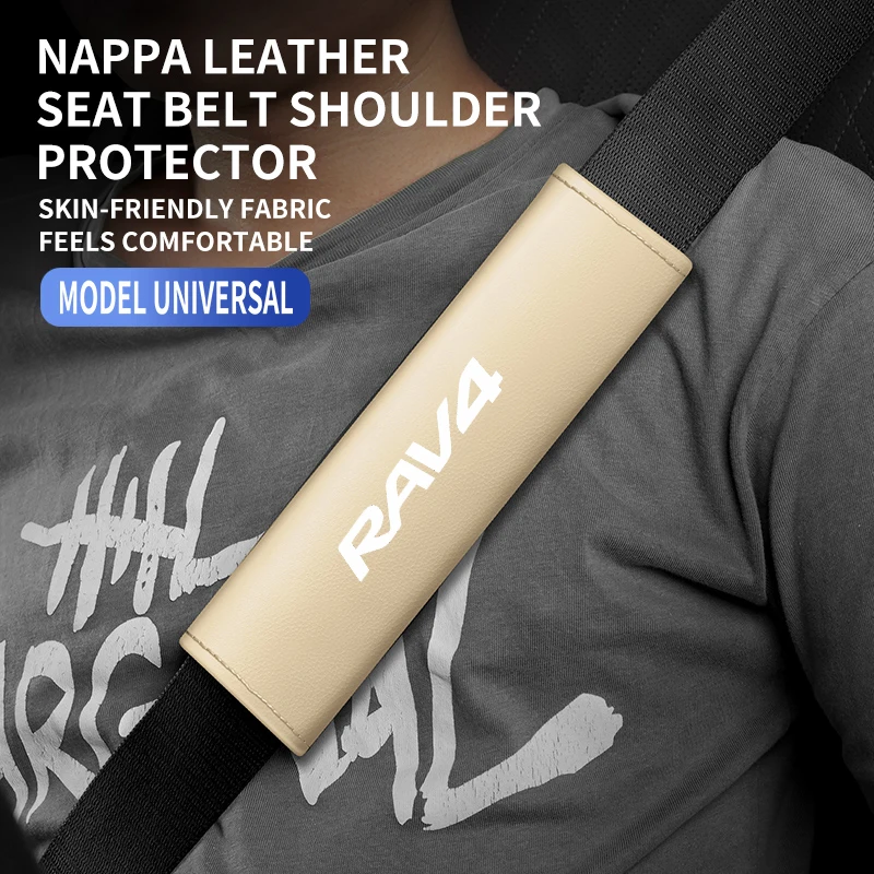 1PC Leather Car Seat Belt Shoulder Protector Cover Safety Belt Padding Pad For Rav4 2022 2021 2020 2019