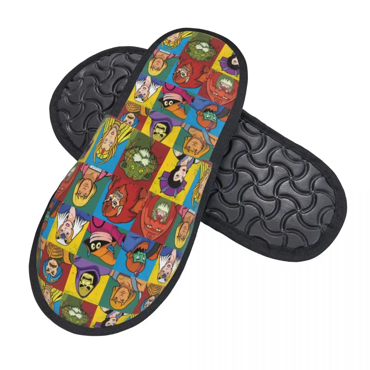 Custom He-Man And Friends Memory Foam Slippers Women Soft Warm Masters of the Universe House Slippers