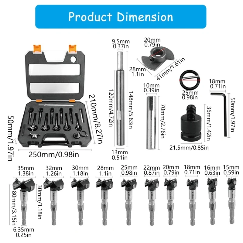 31GJ 10pcs Woodworking Drill Bit Bit Set Extension Bar Bat Bit Bint