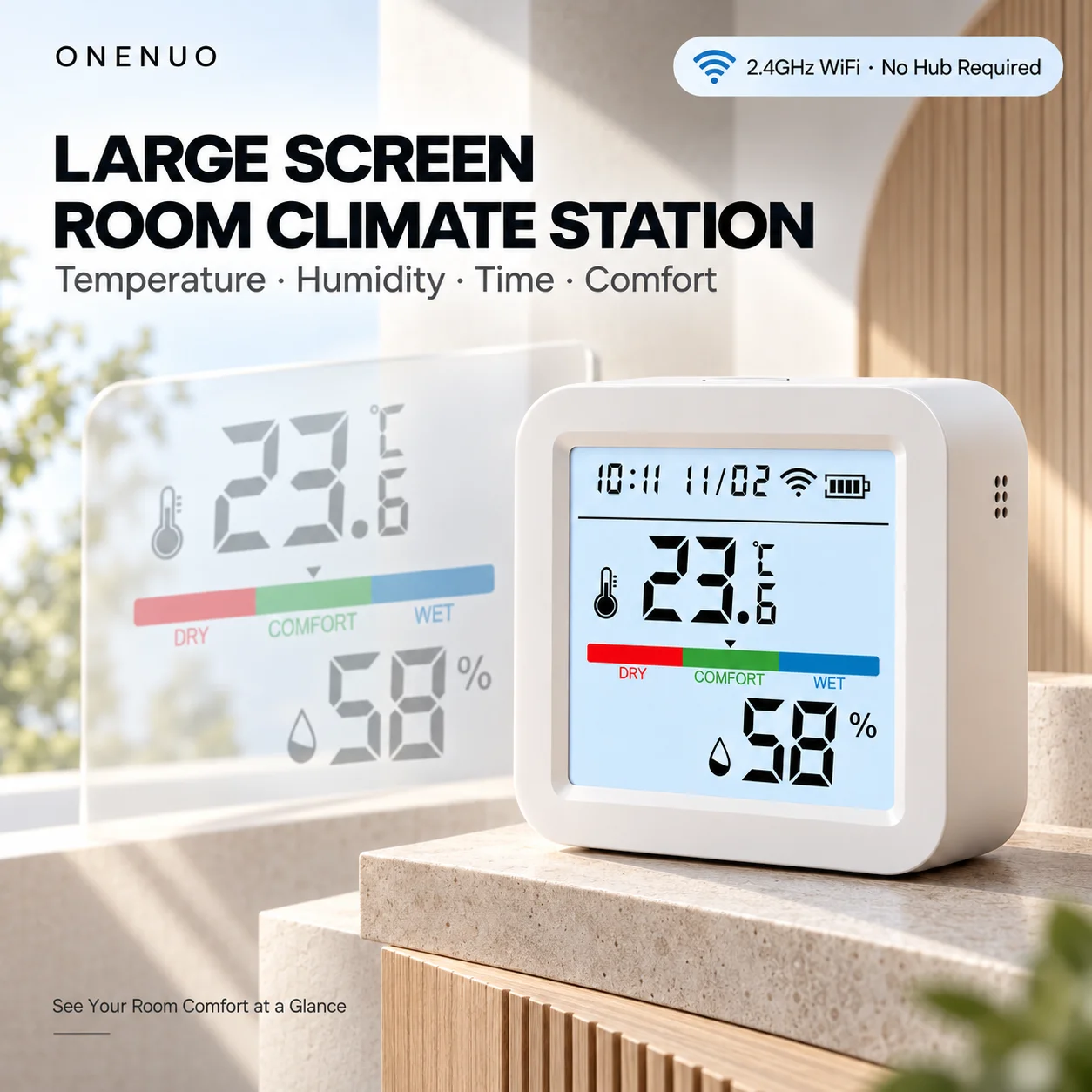 Tuya WiFi Temperature Humidity Sensor LCD Thermometer Hygrometer Smart Life APP Monitor 2.4GHz No Hub Required