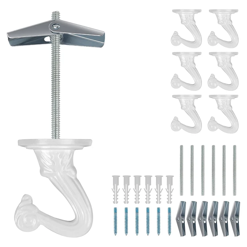 【Space-Saving】Ceiling Hooks 6 Pcs For Hanging Plants Lights, Metal Small Hooks, Indoor Outdoor Plant Hanger Hook