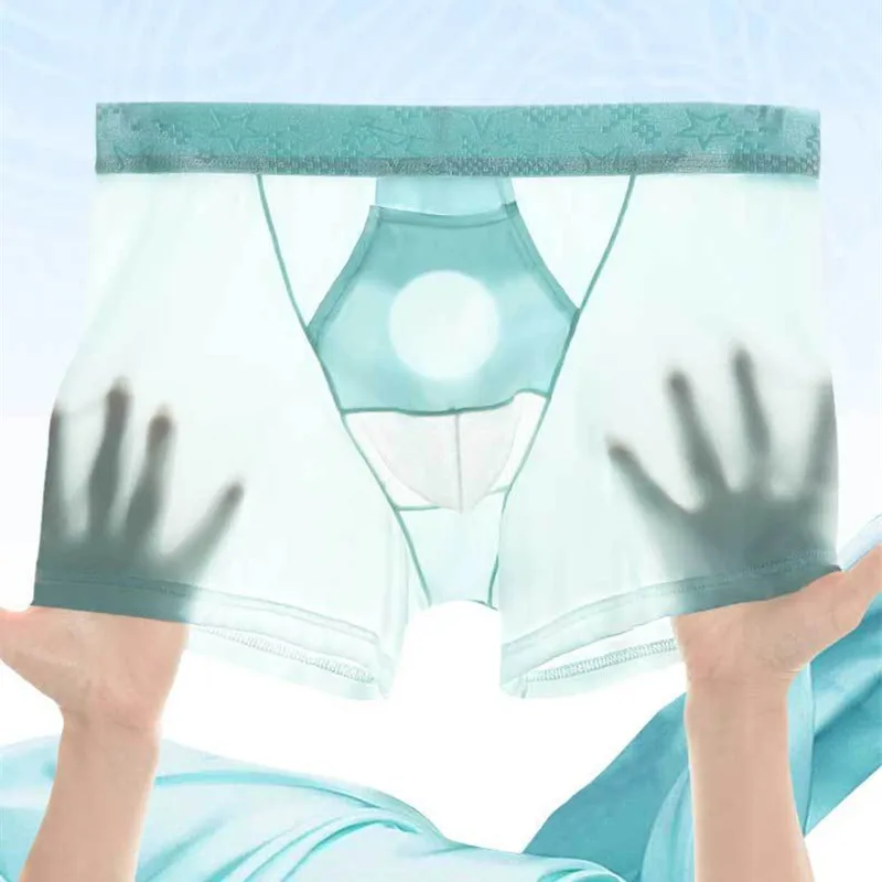 Celana Dalam Pria Celana Pendek Boxer Celana Dalam Sutra Es Tipis Homme Pakaian Dalam Kantong Pemisah Peluru Sejuk Pria Cueca Calzoncillo