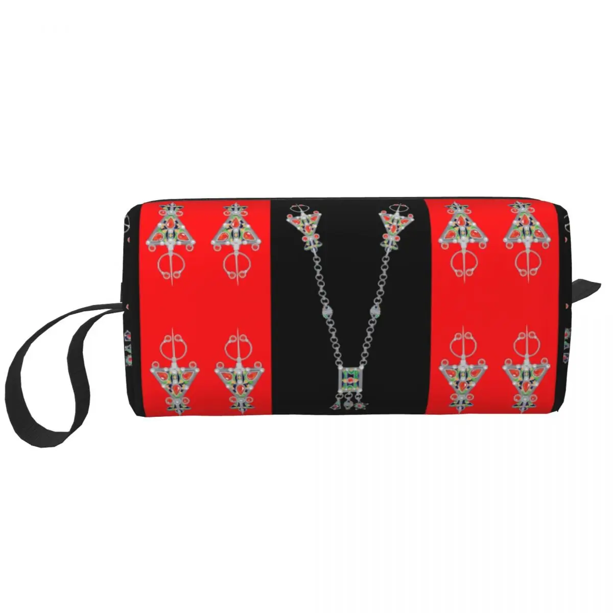 Kawaii Kabyle Jewelry Amazigh Style Travel Toiletry Bag for Women Africa Ethnic Makeup Cosmetic Bag Beauty Storage Dopp Kit Case