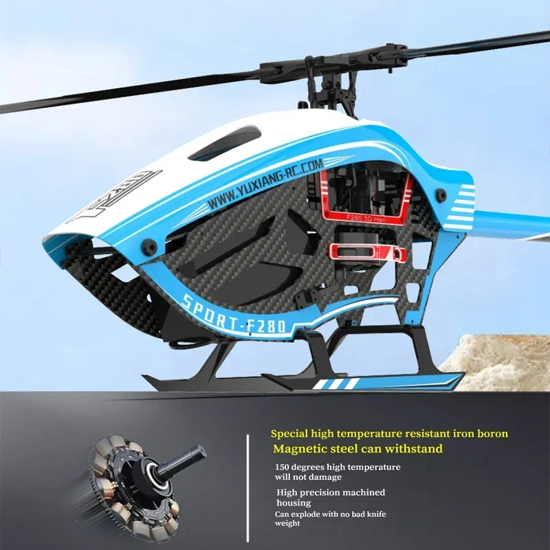 Yxznrc F280 helikopter zdalnego sterowania 3d Stunt Reverse Rc sześciokanałowy bezszczotkowy silnik 2.4g bezpośredni napęd Model helikoptera zabawka