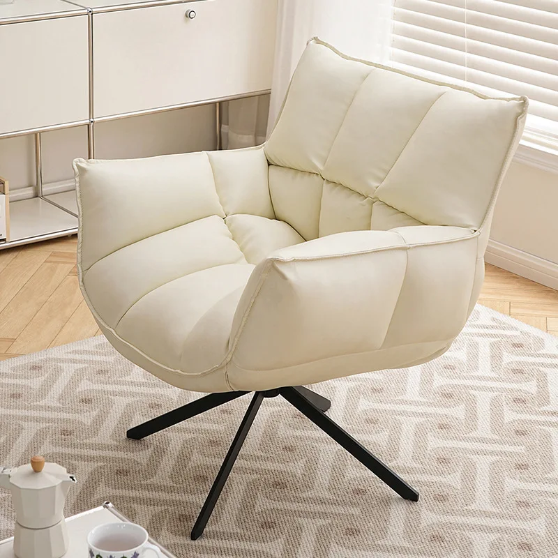 Rotating chair leather single sofa chair living room balcony lazy sofa recliner single chair