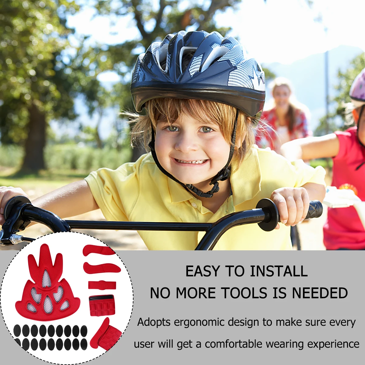 

Shockproof Lining Pad Bump Cap Insert Kids Riding Safety Mat Cool Comfort Ergonomic Design Easy Install Plastic Polyester