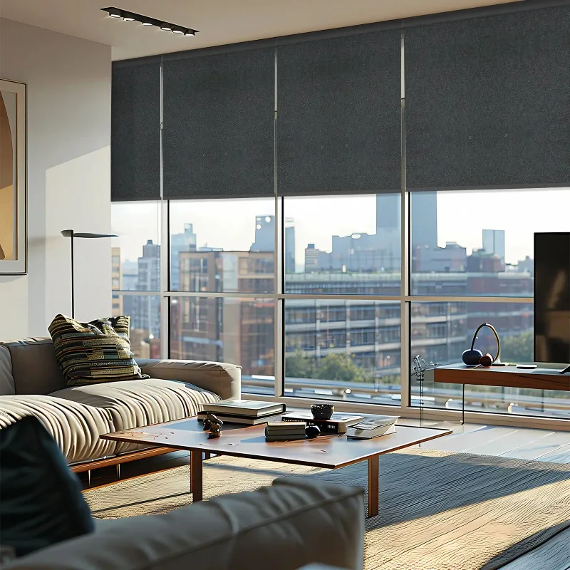 Modern Electric Automatic Smart Remote Control Blackout Shades Motorized Roller Blinds for Windows Coffee Shop