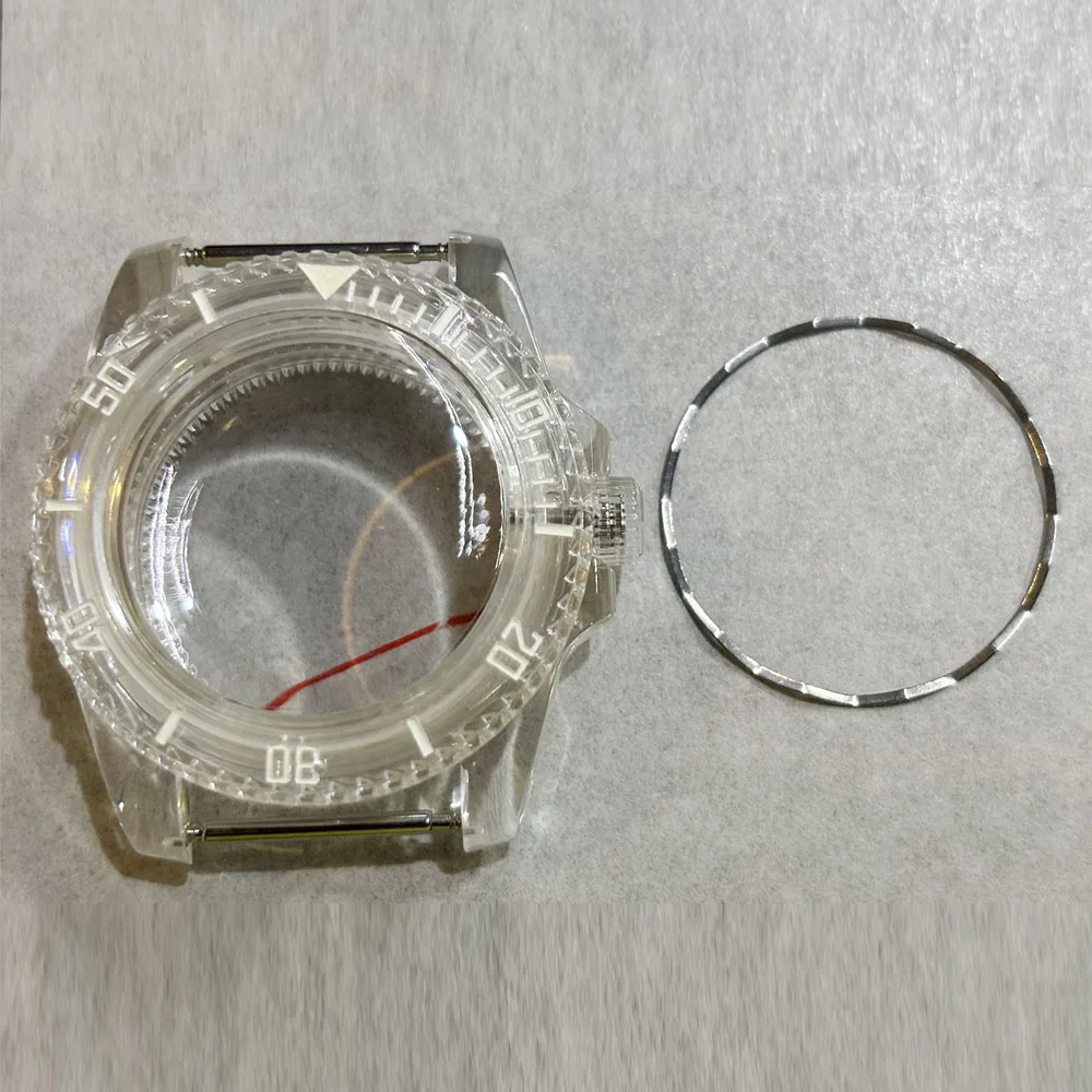 

NH35 Case 40mm Unidirectional Rotation Bezel Transparent Watch Case Acrylic Plastic Shell for NH35 NH36 Movement Fit 28.5mm Dial