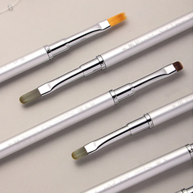 1/6 قطعة مزدوجة الرأس مقبض معدني فرشاة الأظافر بطانة فرشاة اللوحة القلم فرشاة جل كريستال مسمار الفن مانيكير #5