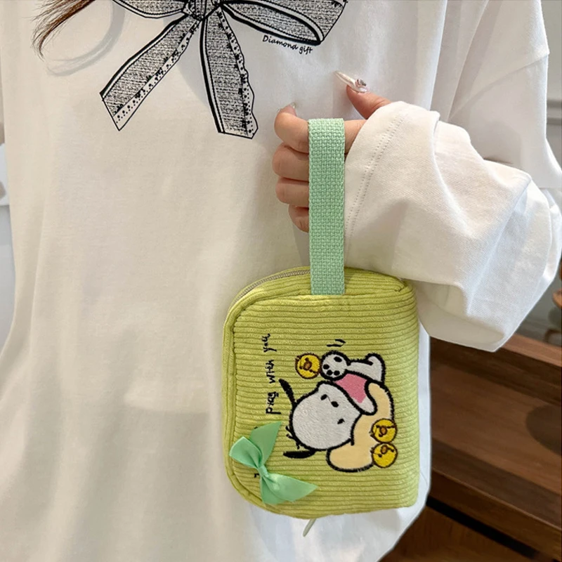 Kawaii Sanrio Kuromi Plush Coin Purse Pendant My Melody Pochacco Cinnamoroll Key Case Headphone Storage Bag Lipstick Bag
