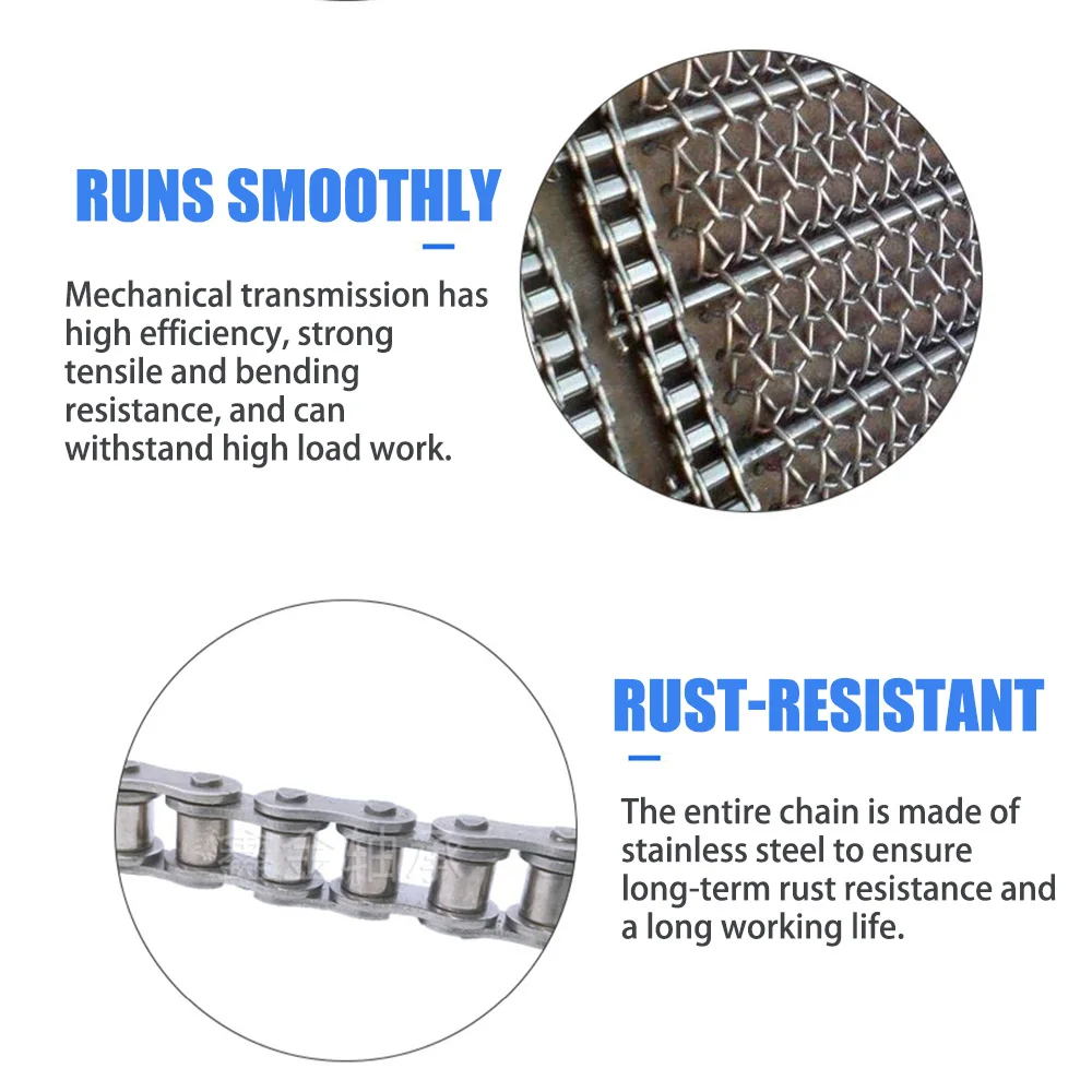 1.524 Meter 304 Stainless Steel Double-Row Roller Chain 06B-2 08B-2 10A-2 12A-2 16A-2 Industrial Transmission Chain