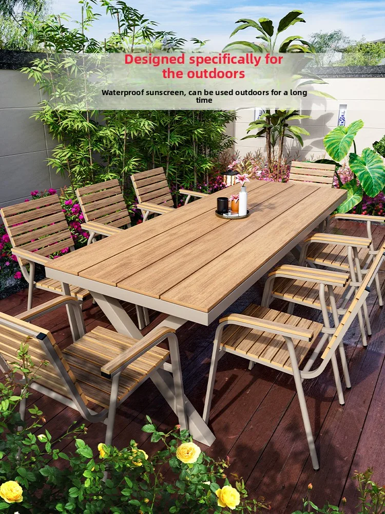 Modern four-piece outdoor waterproof sunscreen anti-corrosion table and chair set courtyard balcony garden leisure