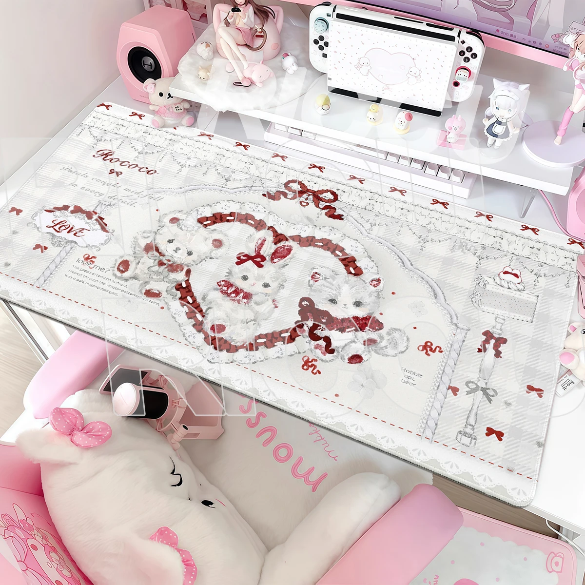 Rubber Large Mouse Pad Sweet Bear Rabbit Cat PC Mousemat Gaming Keyboard DeskMat Laptop Accessories Table Decoration Cabinet Rug