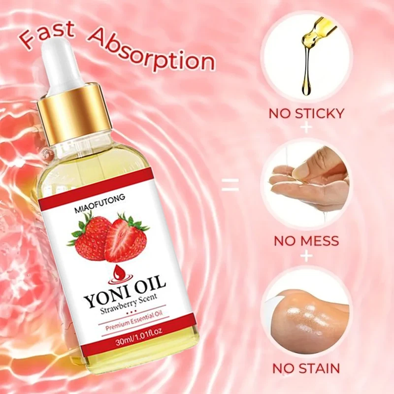 Private Area Care Oil 30ml Yoni Oil Deep Moisturizing Natural PHBalancing Gentle Cleansing Odor Remover Strawberry Essential Oil