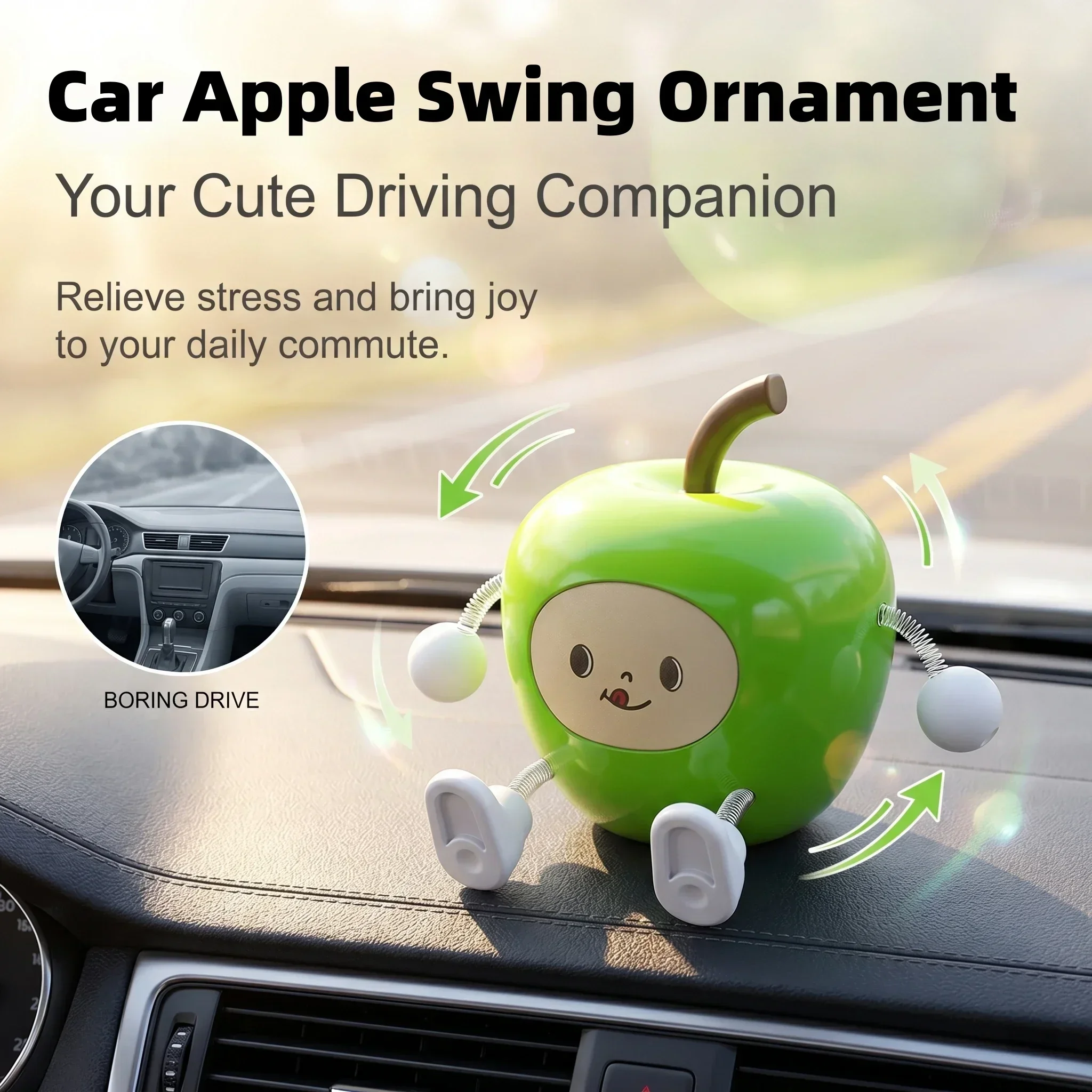 

Cute Apple Swing Car Dashboard Decoration, Interior Ornament Accessory