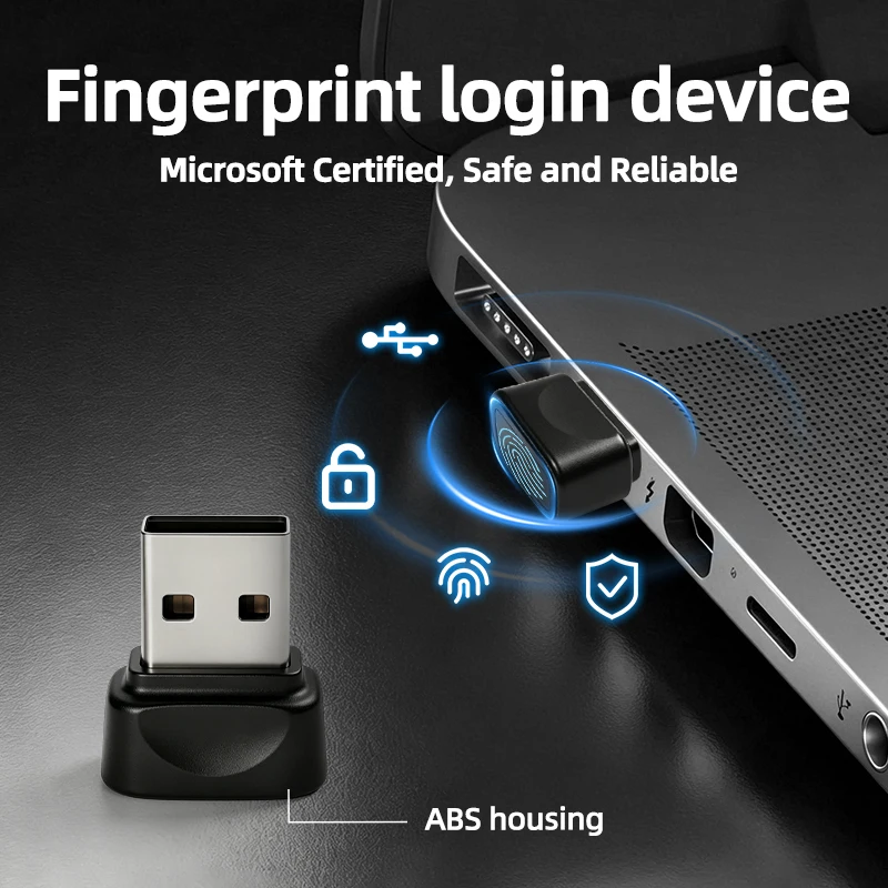 Fingerprint USB Password-Free Login Key for Laptop PC, Windows Hello, Plug&Play Win10/11 FP300S