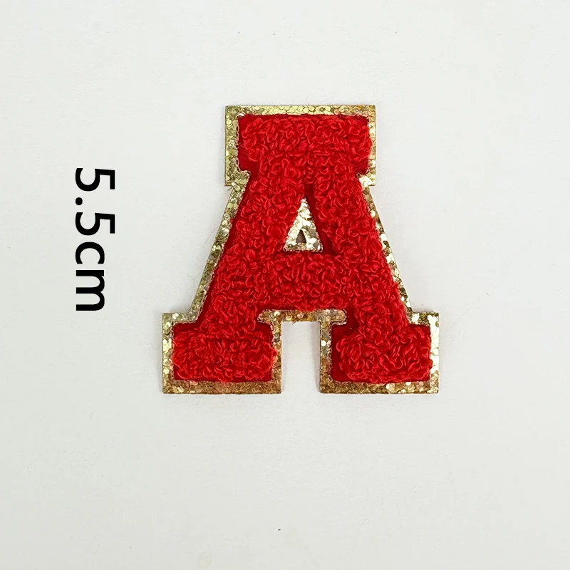 Color Letters Sticker Patch Alphabet Towel Embroidered Chenille Patches for Clothing Bags Jacket Stick on Accessories Applique