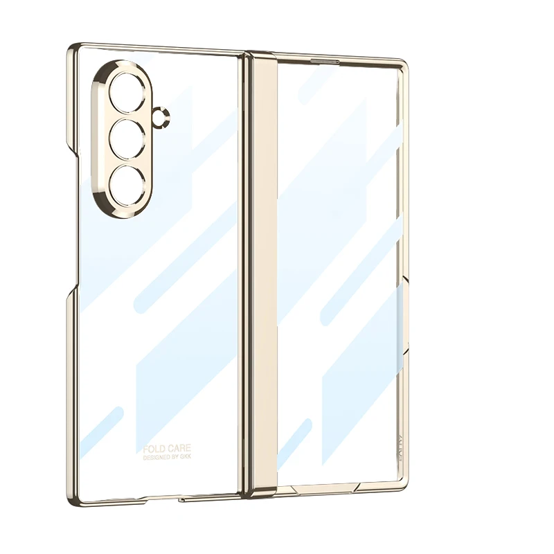 For Samsung Galaxy Z Fold 8 Ultra Case Luxury Electroplate Transparent Hinge With Tempered Film Shockproof Back Case Accessories
