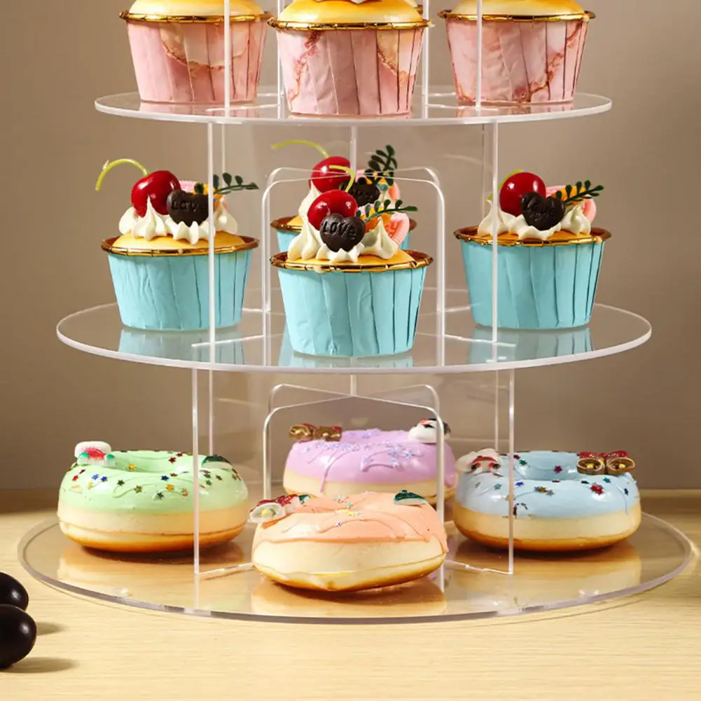 Cake Stand Multi-layered Acrylic Cake Dessert Display Stands Elegant Easy-to-install Statues for Showcasing Confections Cupcake