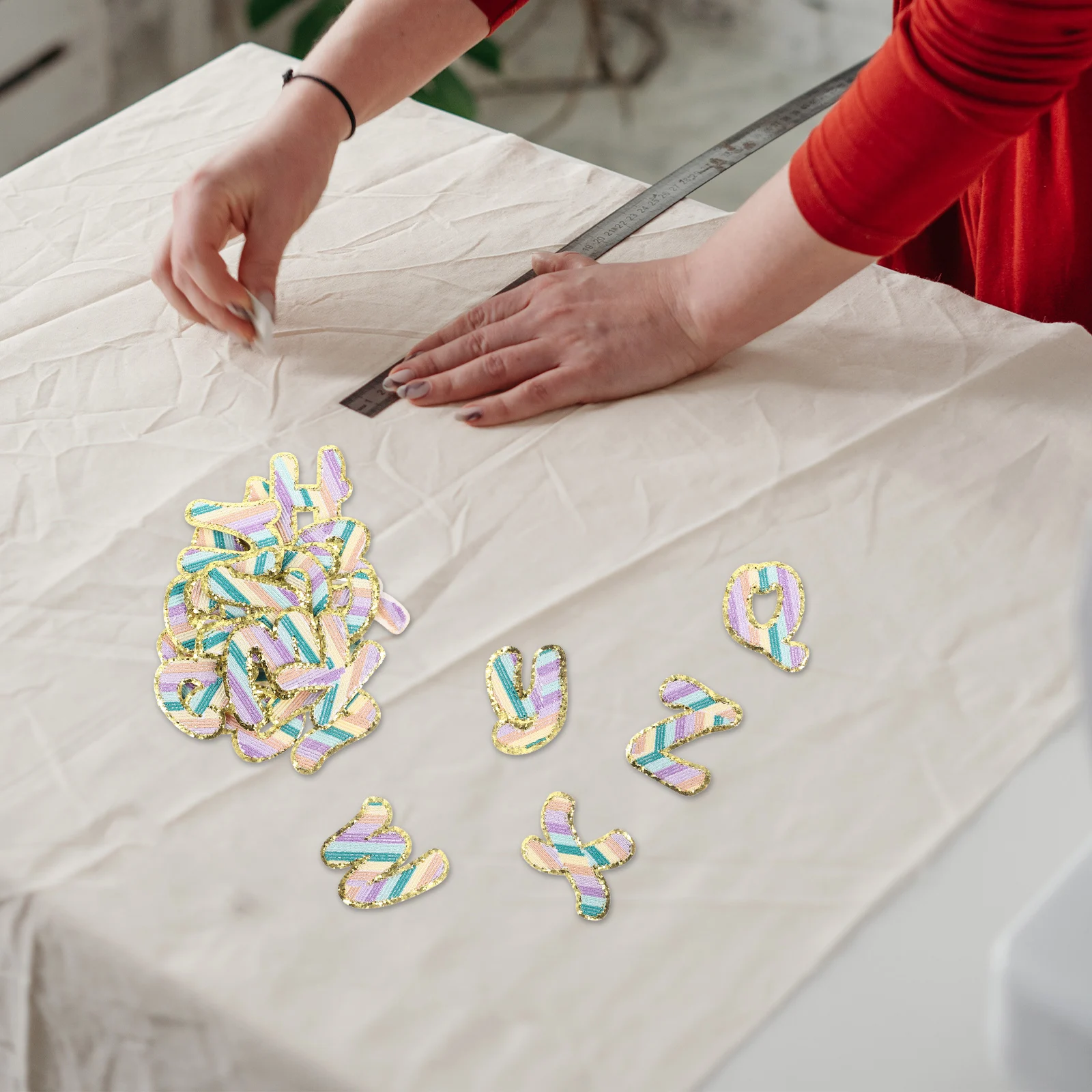 

26pcs Embroidered Letter Patches Decorative Iron on Sewing Multifunction Clothes Repair Material Bright Colors Safe Fabric