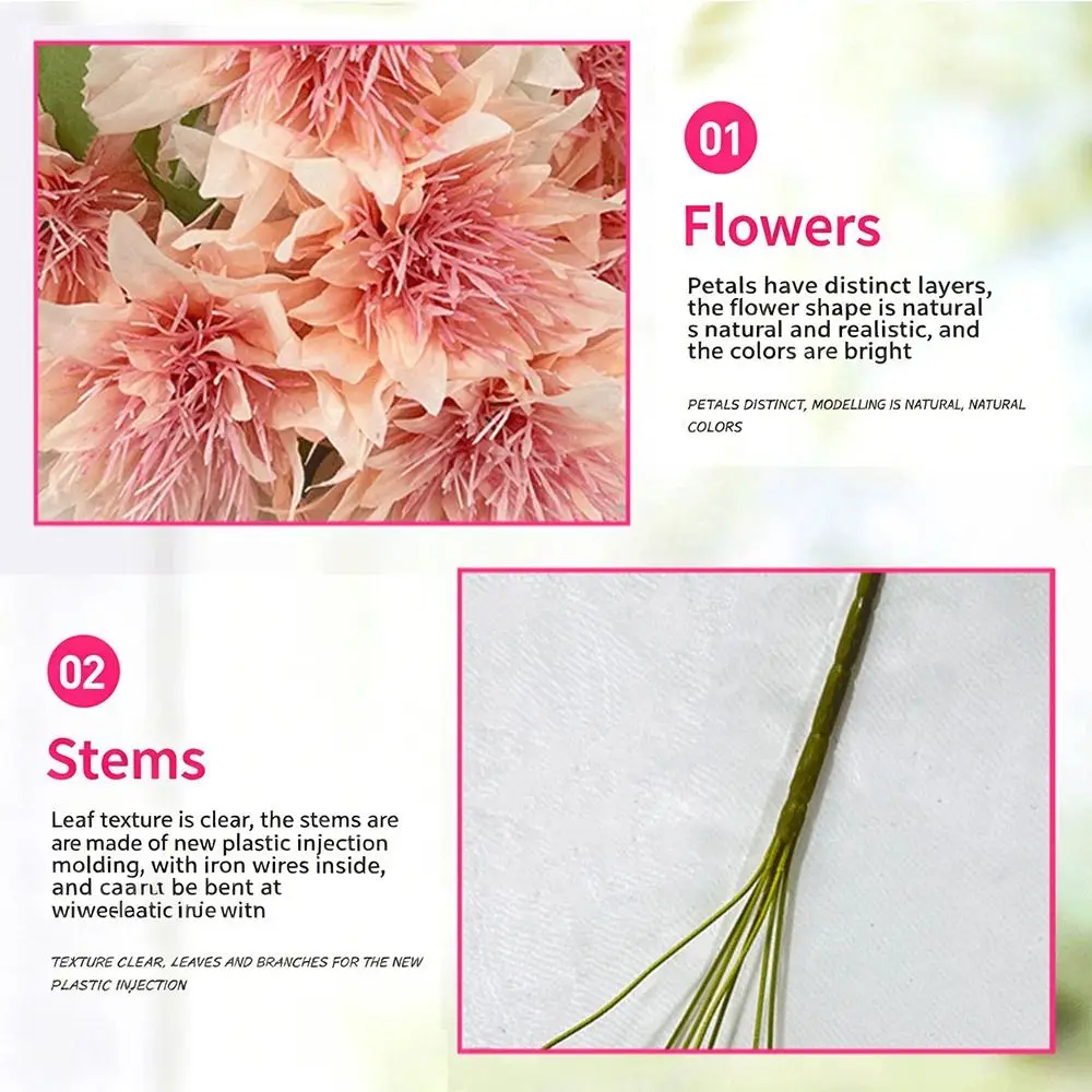 Multicolor Sea Anemone Artificial Flower 7 Flower Arrangement Material Faux Plant DIY Accessories Photo Prop Decorative Flower