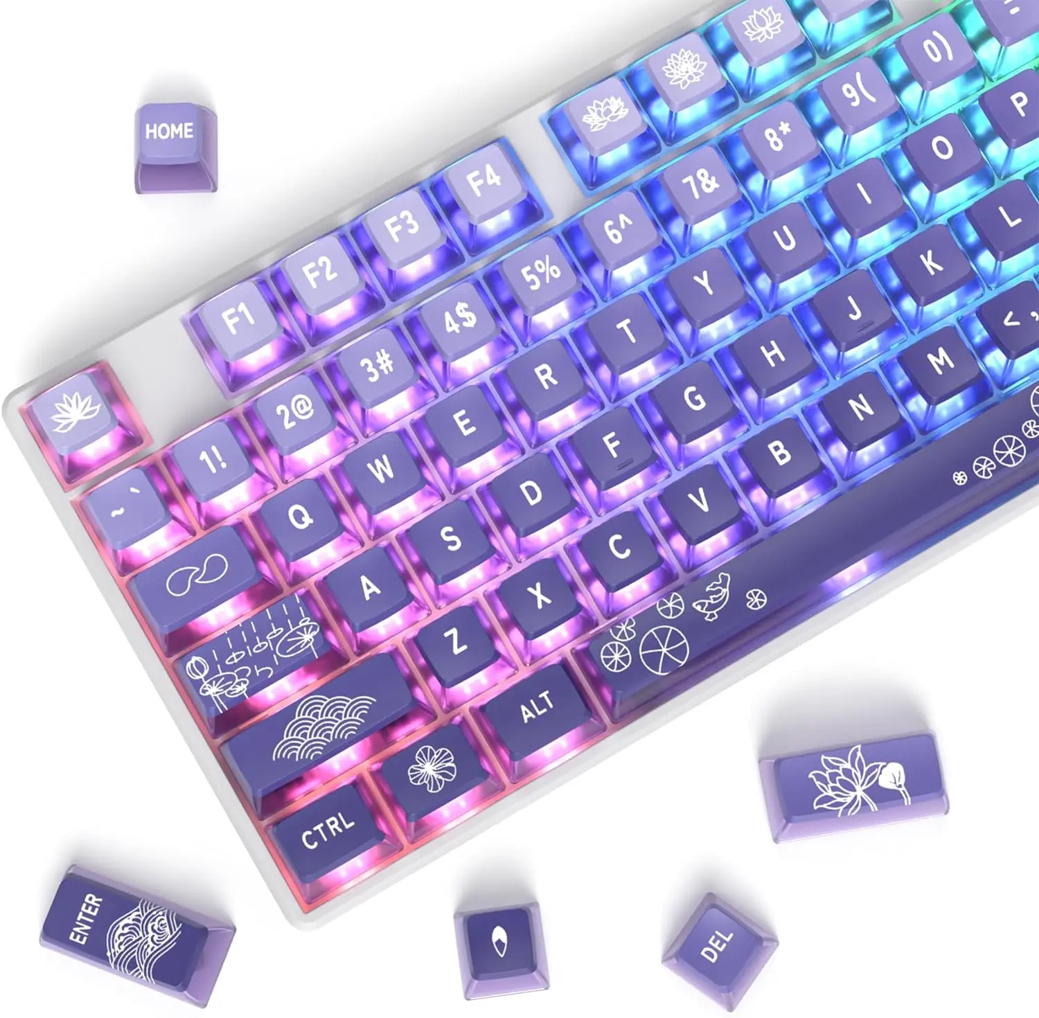 116 Keys Translucent Purple Keycaps ASA Profile PBT Dye-Sublimation Pudding Keycap Set for DIY Mechanical Gaming Keyboard