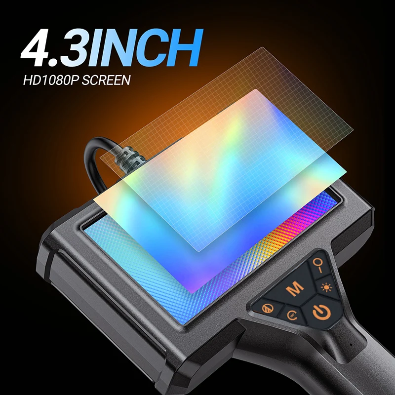 4.3 Inch Industrial Endoscope Camera 1080P Full HD Borescope Inspection Snake Camera With Adjustable LEDs For Auto Engine Pipe