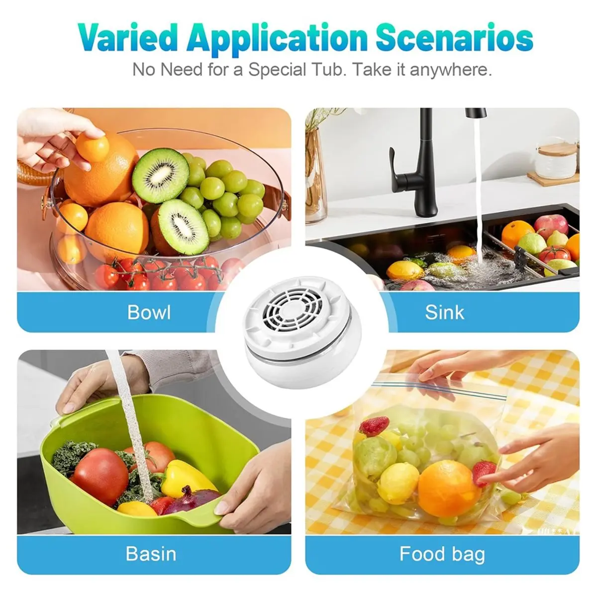Light Weight Fruit and Vegetable Washing Machine, Wireless Fruit Cleaner Device, Titanium Electrolysis Veggie Cleaning Machine