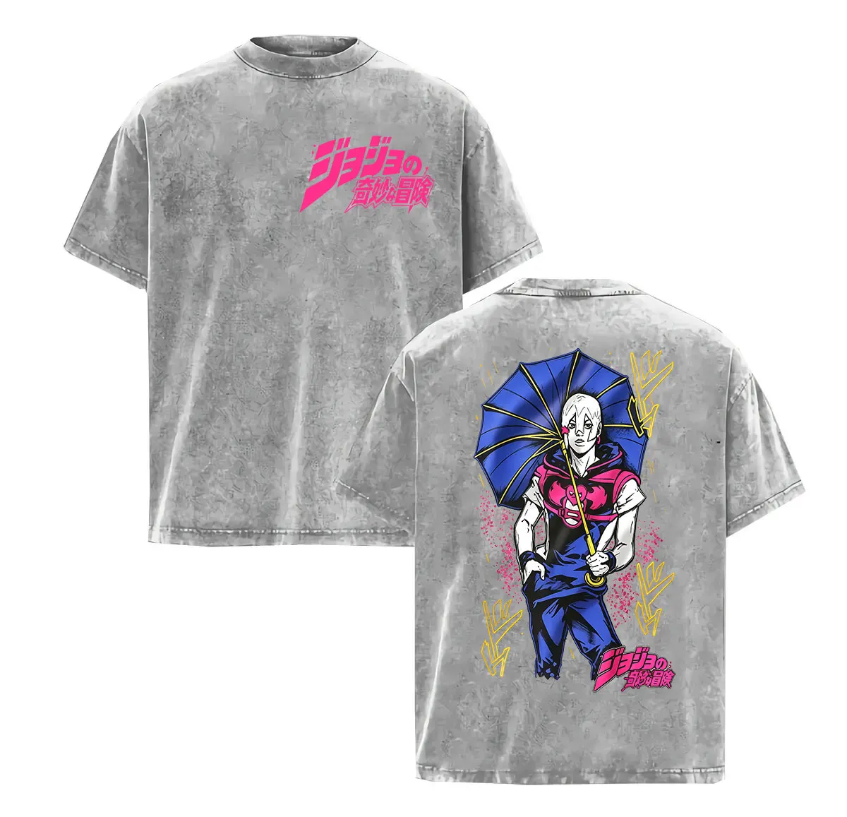 Japanese Anime JoJo's Bizarre Adventure Vintage Washed T Shirts Men Women Manga Harajuku Fashion Short Sleeve T-shirt Streetwear