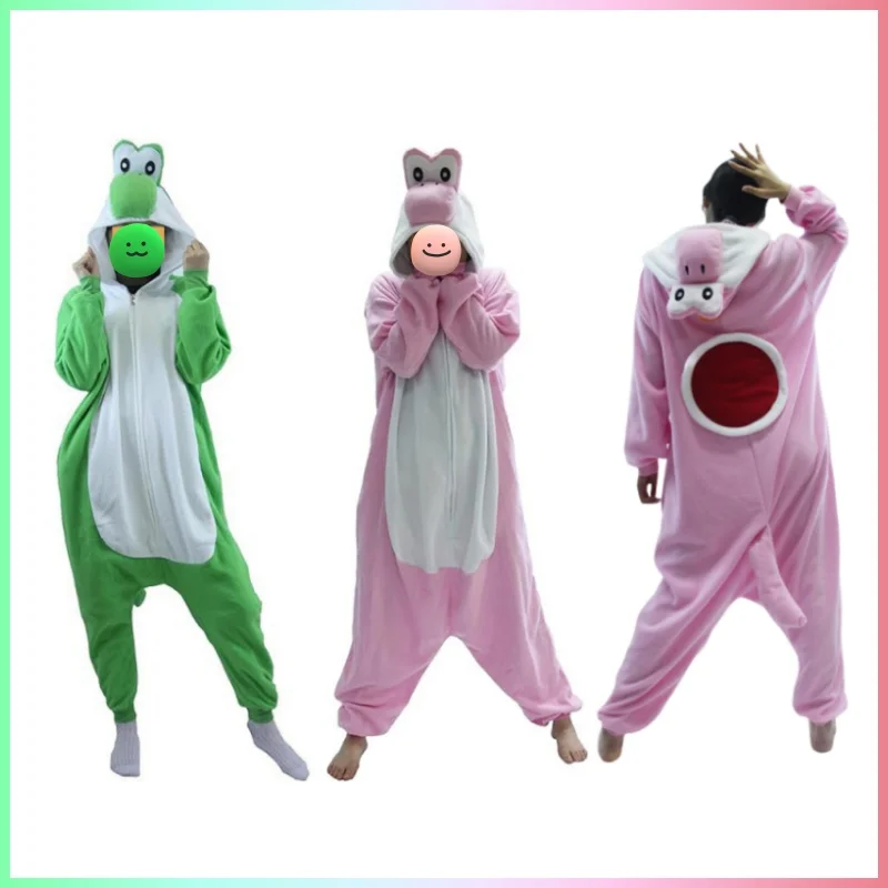 New Mario Bros Yoshi One Piece Pajamas Anime Men Halloween Cosplay Jumpsuit Costume Cartoon Carnival Party Role Play Props