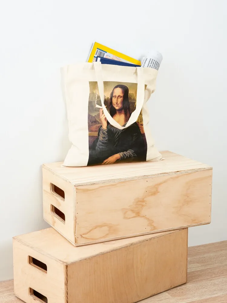 Mona Lisa Smoking a Joint Tote Bag sacs de shopping Custom bag