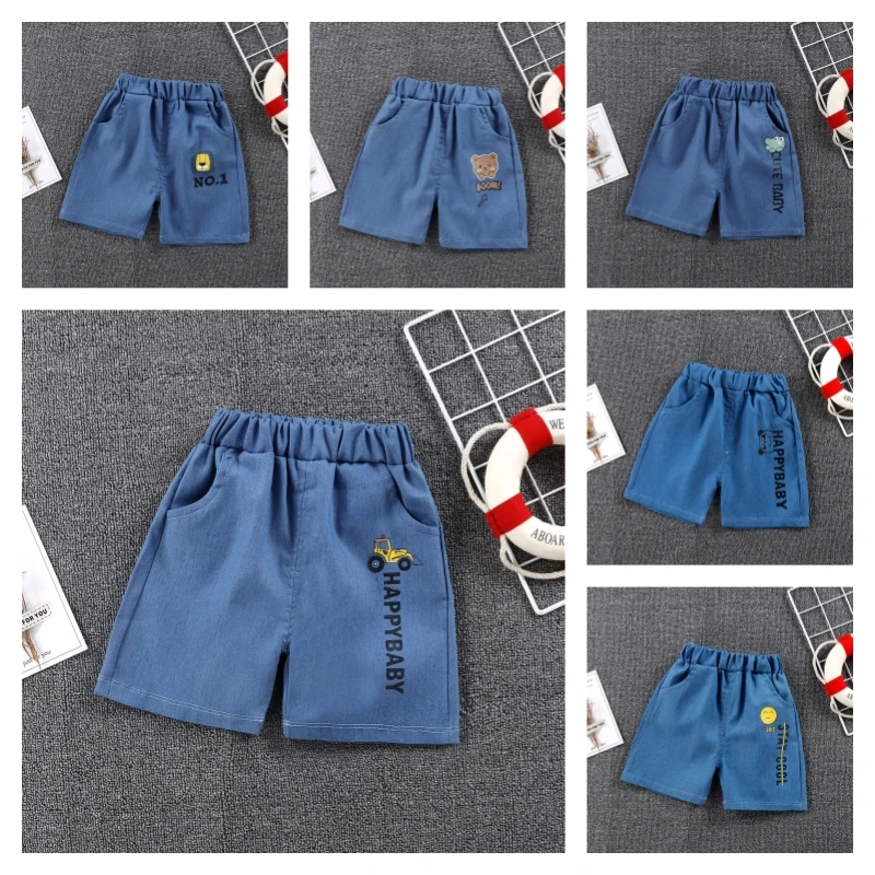 Baby Boy Shorts Jeans Thin Summer Boys Printing Denim Cotton Casual Kids Short Pants For Children Trousers 1-6 Years Clothing 39