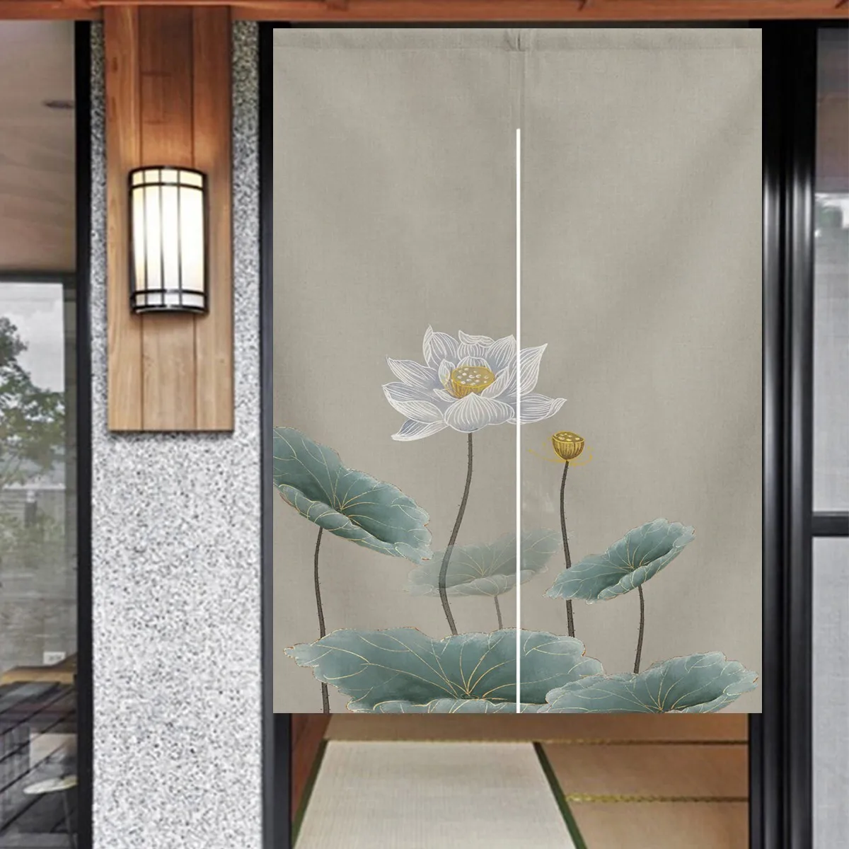 Chinese Lotus Flower Door Curtain Zen Art Minimalist Home Decor Suitable for all seasons Enhance spatial aesthetics Quick Setup