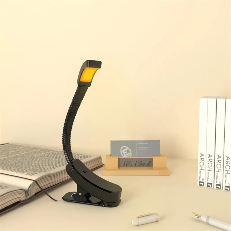 Luz de libro con bloqueo de luz azul, recargable por USB, sin Clip, luz LED ámbar azul para leer los ojos, lámparas de atenuación continua saludables