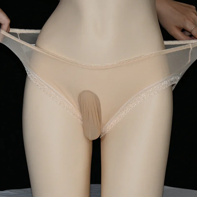 حجم كبير سيسي سراويل الرجال شبكة شفافة بالكامل ملخصات حريري السلس رصاصة فصل الملابس الداخلية الملابس الداخلية U محدب Underpant #3