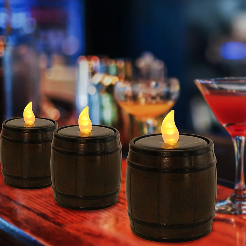 Solar Powered Tealight Waterproof Flameless Romantic Barrel Shaped Decorative Light for Outdoor Garden Birthday Wedding