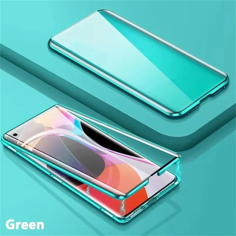 Case Double-Sided Magnetic Glass For Samsung Galaxy S24 S23 FE S22 S25 Ultra Plus Note 20 A36 A16 A56 A26 5G Metal Cover Coque