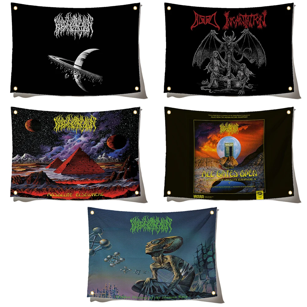 3x5 Feet Death Metal Band Flag B-Blood I-Incantation Rock Flag Suitable For Indoor And Outdoor University Dorm Party Tapestry