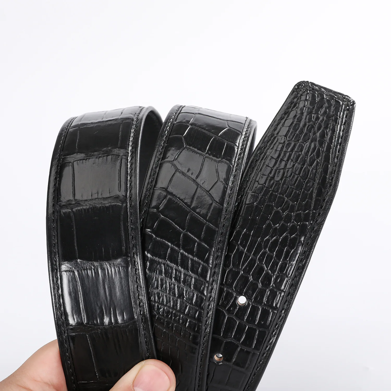 2025 New Luxury Crocodile Leather Mens Belts Fashion Genuine Leather 3.8 Cm Width Men's Belts Business Male Belt 45