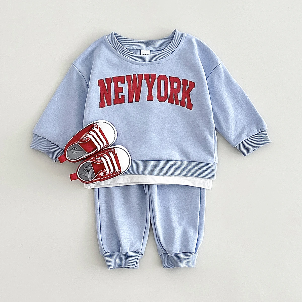 2024 New York Infant Baby Outfit Spring Autumn Printed Long Sleeved Top Pants Two-piece Set Babies Aged 0-3 kids Boys Girls