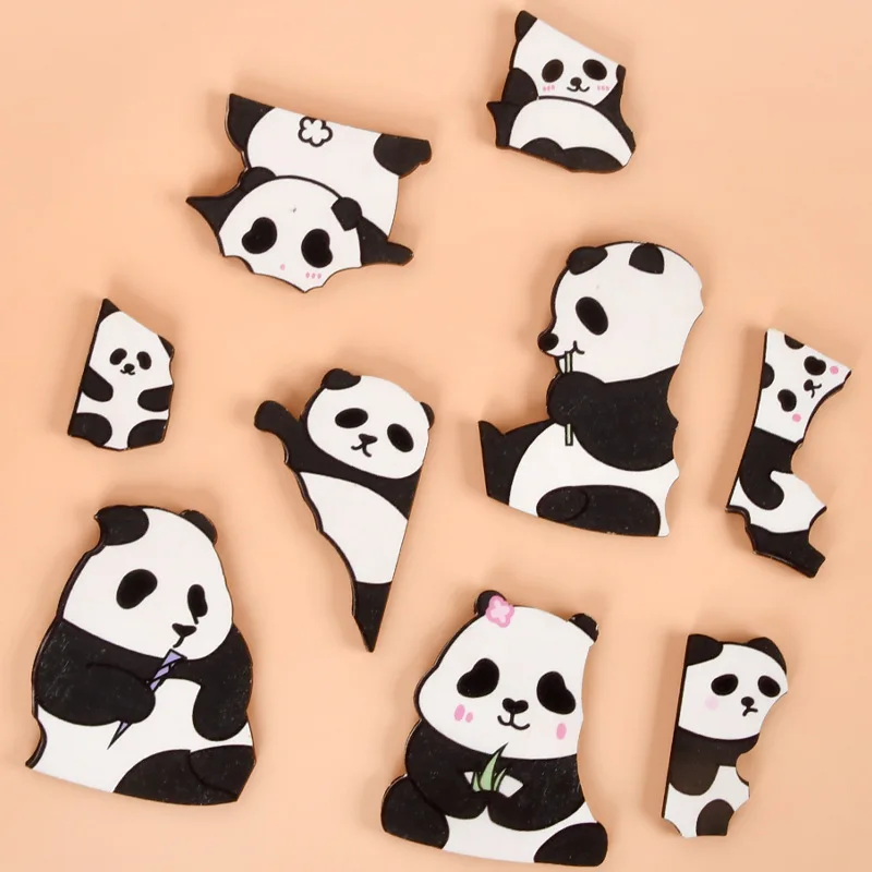 Wooden Cartoon Canned Panda Puzzle Game Cute Animal DIY Jigsaw Puzzle Home Decoration Cognition Educational Toys Gift